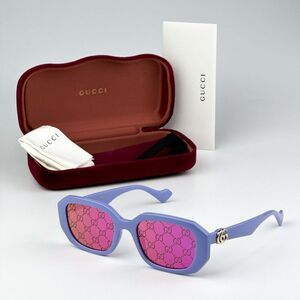 NEW Gucci GG1535S 004 Violet GG Logo Pink Mirrored Women Geometric Sunglasses